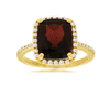 LARGE 5.0CT DIAMOND & AAA GARNET 14KT YELLOW GOLD CUSHION & ROUND HALO FUN RING