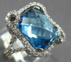 ESTATE LARGE 6.58CT DIAMOND & AAA BLUE TOPAZ 14KT WHITE GOLD 3D SQUARE FUN RING