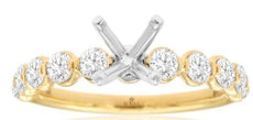 .75CT DIAMOND 14KT 2 TONE GOLD 3D ROUND SHARED PRONG SEMI MOUNT ENGAGEMENT RING