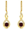1.55CT DIAMOND & AAA RHODOLITE 14KT YELLOW GOLD ROUND INFINITY HANGING EARRINGS