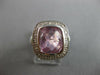 4.15CT DIAMOND & AAA PINK QUARTZ 14K WHITE GOLD CUSHION & ROUND MULTI HEART RING