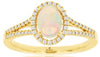 .70CT DIAMOND & AAA OPAL 14KT YELLOW GOLD OVAL & ROUND HALO FRIENDSHIP LOVE RING