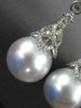 LARGE .95CT DIAMOND & SOUTH SEA PEARL 18KT WHITE GOLD FILIGREE HANGING EARRINGS