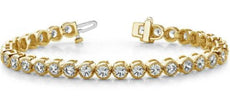 2.01CT DIAMOND 14KT YELLOW GOLD CLASSIC ROUND FILIGREE MILGRAIN TENNIS BRACELET