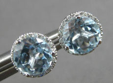 2.25CT DIAMOND & AAA BLUE TOPAZ 14KT WHITE GOLD ROUND CLASSIC HALO STUD EARRINGS