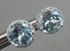 2.25CT DIAMOND & AAA BLUE TOPAZ 14KT WHITE GOLD ROUND CLASSIC HALO STUD EARRINGS