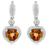 2.70CT DIAMOND & AAA CITRINE 14K WHITE GOLD 3D HEART SHAPE & ROUND LOVE EARRINGS