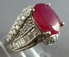 ESTATE LARGE 5.41CT DIAMOND & AAA RUBY 14KT WHITE GOLD 3D ENGAGEMENT RING #27628