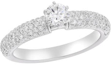 .72CT DIAMOND 18KT WHITE GOLD 3D ROUND MULTI ROW PAVE SOLITAIRE ENGAGEMENT RING