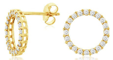 ESTATE .50CT DIAMOND 14KT YELLOW GOLD CIRCLE OF LIFE SHARED PRONG STUD EARRINGS