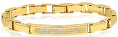 .34CT DIAMOND 14KT YELLOW GOLD CLASSIC 2 ROW PAVE RECTANGULAR UNISEX ID BRACELET