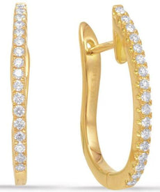 .32CT DIAMOND 14KT YELLOW GOLD ROUND SHARED PRONG OVAL HUGGIE HANGING EARRINGS