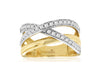 LARGE .52CT DIAMOND 14KT 2 TONE GOLD 3D MULTI ROW CRISS CROSS INFINITY LOVE RING