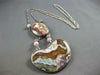 EXTRA LARGE & LONG MULTI COLOR ENAMEL & AAA AGATE STERLING SILVER NECKLACE 27624