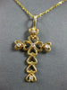 ESTATE .12CT DIAMOND 14K YELLOW GOLD CLASSIC MULTI HEART CROSS FLOATING PENDANT