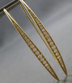 EXTRA LARGE 1.19CT DIAMOND 18K YELLOW GOLD GRADUATING LEVERBACK HANGING EARRINGS