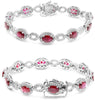 9.63CT DIAMOND & AAA RUBY 18KT WHITE GOLD OVAL & ROUND HALO LOVE TENNIS BRACELET