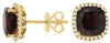 5.71CT DIAMOND & AAA GARNET 14KT YELLOW GOLD CUSHION HALO SQUARE STUD EARRINGS