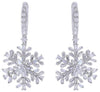 2.41CT DIAMOND 14KT WHITE GOLD 3D ROUND & BAGUETTE SNOWFLAKE HANGING EARRINGS