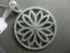 ESTATE LARGE 1.63CT DIAMOND 18KT WHITE GOLD 3D CIRCULAR FLOWER FLOATING PENDANT
