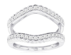 .50CT DIAMOND 14KT WHITE GOLD 3D DOUBLE V SHAPE FILIGREE INSERT ANNIVERSARY RING
