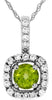 .44CT DIAMOND & AAA PERIDOT 14K WHITE GOLD 3D ROUND SQUARE HALO FLOATING PENDANT