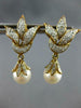 .36CT DIAMOND & AAA SOUTH SEA PEARL14KT 2 TONE GOLD MULTI LEAF HANGING EARRINGS