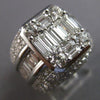 EXTRA LARGE 4.37CT DIAMOND 18KT WHITE GOLD ROUND & BAGUETTE SQUARE UNISEX RING