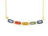 1.93CT DIAMOND & AAA MULTI SAPPHIRE 14KT YELLOW GOLD ROUND & BAGUETTE NECKLACE