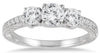 .90CT DIAMOND 14KT WHITE GOLD 3D CLASSIC ROUND 3 STONE FILIGREE ENGAGEMENT RING