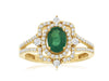 1.03CT DIAMOND & AAA EMERALD 14K YELLOW GOLD ROUND & OVAL FLOWER SQUARE FUN RING