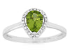 .83CT DIAMOND & AAA PERIDOT 14KT WHITE GOLD 3D PEAR SHAPE & ROUND HALO LOVE RING