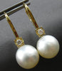 .17CT DIAMOND & AAA SOUTH SEA PEARL 18KT YELLOW GOLD LEVERBACK HANGING EARRINGS