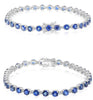 4.42CT DIAMOND & AAA SAPPHIRE 14KT WHITE GOLD 3D ROUND CLASSIC TENNIS BRACELET
