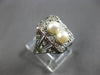 ANTIQUE .25CT OLD MINE DIAMOND & AAA SOUTH SEA PEARL 14KT WHITE GOLD RING #28167