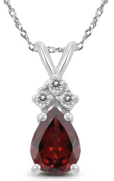 .53CT DIAMOND & AAA GARNET 14KT WHITE GOLD PEAR SHAPE & ROUND FLOATING PENDANT