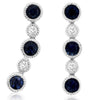 .68CT DIAMOND & AAA SAPPHIRE 14K WHITE GOLD 3D FILIGREE 5 STONE HANGING EARRINGS