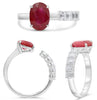 2.72CT DIAMOND & AAA RUBY 18KT WHITE GOLD EMERALD CUT & OVAL TENSION LOVE RING