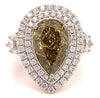 EXTRA LARGE 7.15CT WHITE & FANCY YELLOW DIAMOND 18KT WHITE GOLD ENGAGEMENT RING
