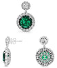14.5CT DIAMOND & AAA EMERALD PLATINUM 3D ROUND HALO FLORAL FILIGREE EARRINGS