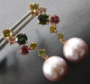 2.01CT AAA MULTI COLOR SAPPHIRE & PINK SOUTH SEA PEAL 18KT ROSE GOLD 3D EARRINGS