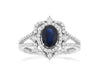 1.33CT DIAMOND & AAA SAPPHIRE 14K WHITE GOLD OVAL & ROUND HALO SQUARE CROWN RING