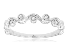 ESTATE .10CT DIAMOND 14KT WHITE GOLD CLASSIC ROUND FILIGREE MULTI LINK FUN RING