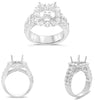 LARGE 2.03CT DIAMOND 14KT WHITE GOLD 3D ROUND SQUARE SEMI MOUNT ENGAGEMENT RING