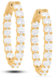 10.0CT DIAMOND 18K ROSE GOLD ROUND SHARED PRONG INSIDE OUT HOOP HANGING EARRINGS