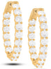 10.0CT DIAMOND 18K ROSE GOLD ROUND SHARED PRONG INSIDE OUT HOOP HANGING EARRINGS