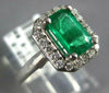 WIDE 1.09CT DIAMOND & AAA EMERALD 14KT WHITE GOLD 3D EMERALD CUT ENGAGEMENT RING