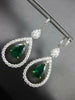 EXTRA LARGE 10.16CT DIAMOND & AAA EMERALD 18KT TWO TONE GOLD 3D HANGING EARRINGS