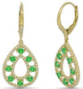 1.31CT DIAMOND & AAA EMERALD 14KT YELLOW GOLD DOUBLE TEAR DROP HANGING EARRINGS