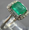 2.30CT DIAMOND & AAA EMERALD 14KT WHITE GOLD EMERALD CUT & ROUND ENGAGEMENT RING